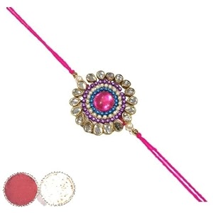 elegant floral rakhi with roli tilak for brobrotherbhaiyabhai for rakshabandan pink