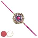 Elegant Floral Rakhi with Roli Tilak for Bro/Brother/Bhaiya/Bhai for Rakshabandan (Pink)