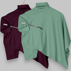 PRAIZY Self Design Men Zip Neck Light