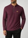 PRAIZY Solid Men Zip Neck Purple T-Shirt