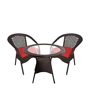 patio chair sets garden wicker furniture set for outdoor patio and balcony  powder coated frame uv protected wicker 2 chair 1 table