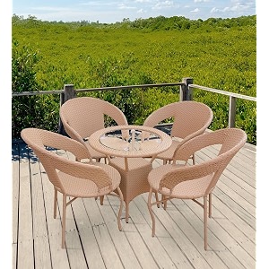 patio chair sets garden wicker furniture set for outdoor patio and balcony  powder coated frame uv protected wicker 4 chairs 1 table