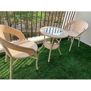 patio chair sets garden wicker furniture set for outdoor patio and balcony  powder coated frame uv protected wicker 2 chair 1 table
