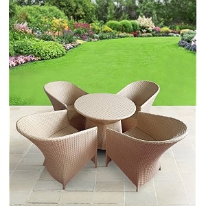 patio chair sets garden wicker furniture set for outdoor patio and balcony  powder coated frame uv protected wicker 4 chairs 1 table