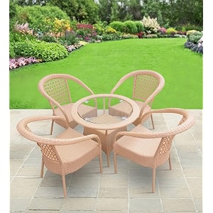 patio chair sets garden wicker furniture set for outdoor patio and balcony  powder coated frame uv protected wicker with cushionss 4 chairs 1 table