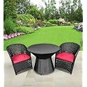Patio Chair Sets Garden Wicker Furniture Set for Outdoor Patio and Balcony || Powder Coated Frame| UV Protected Wicker with Cushions [2 Chair, 1 Table]