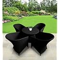 Patio Chair Sets Garden Wicker Furniture Set for Outdoor Patio and Balcony || Powder Coated Frame| UV Protected Wicker [4 Chairs, 1 Table]