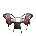 Patio Chair Sets Garden Wicker Furniture Set for Outdoor Patio and Balcony || Powder Coated Frame| UV Protected Wicker [2 Chair, 1 Table]