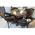 Patio Chair Sets Garden Wicker Furniture Set for Outdoor Patio and Balcony || Powder Coated Frame| UV Protected Wicker [4 Chairs, 1 Table]