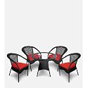 Patio Chair Sets Garden Wicker Furniture Set for Outdoor Patio and Balcony || Powder Coated Frame| UV Protected Wicker [4 Chairs, 1 Table]