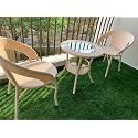 Patio Chair Sets Garden Wicker Furniture Set for Outdoor Patio and Balcony || Powder Coated Frame| UV Protected Wicker [2 Chair, 1 Table]