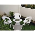 Patio Chair Sets Garden Wicker Furniture Set for Outdoor Patio and Balcony || Powder Coated Frame| UV Protected Wicker [4 Chairs, 1 Table] [White Colour]