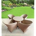 Patio Chair Sets Garden Wicker Furniture Set for Outdoor Patio and Balcony || Powder Coated Frame| UV Protected Wicker [4 Chairs, 1 Table]