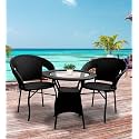 Patio Chair Sets Garden Wicker Furniture Set for Outdoor Patio and Balcony || Powder Coated Frame| UV Protected Wicker [2 Chair, 1 Table]