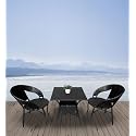 Patio Chair Sets Garden Wicker Furniture Set for Outdoor Patio and Balcony || Powder Coated Frame| UV Protected Wicker [2 Chair, 1 Table]