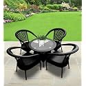 Patio Chair Sets Garden Wicker Furniture Set for Outdoor Patio and Balcony || Powder Coated Frame| UV Protected Wicker with Cushions [2 Chair, 1 Table]