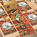 Gift Hamper - Premium Dining 4 pcs Tablemat+180 cm Runner and Tree of Life Design Coaster Set 4 (Orange)