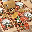 Gift Hamper - Premium Dining 4 pcs Tablemat + 180 cm Runner and Leaf Design Coaster Set 4 (Yellow)