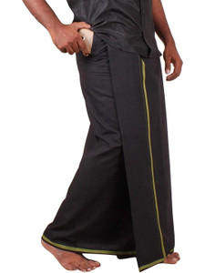 prakasam cotton black colour multi color border readymade pocket solid men dhoti