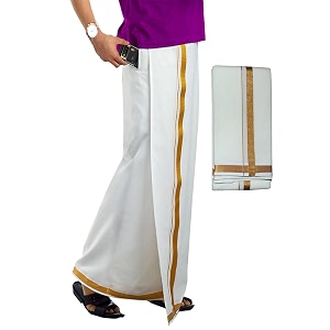 PRAKASAM COTTON Mens Welcro pocket dhoti and