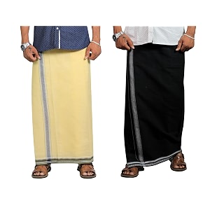 prakasam cotton mens cotton kerala thalapathi border single 128x200 mtrs dhoti for mens