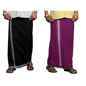 prakasam cotton mens cotton kerala thalapathi border single 128x200 mtrs dhoti for mens
