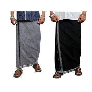 prakasam cotton mens cotton kerala thalapathi border single 128x200 mtrs dhoti for mens