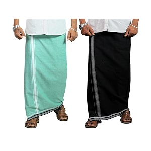 prakasam cotton mens cotton kerala thalapathi border single 128x200 mtrs dhoti for mens