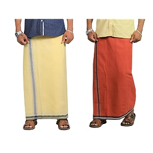 prakasam cotton mens cotton kerala thalapathi border single 128x200 mtrs dhoti for mens