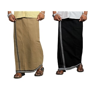 prakasam cotton mens cotton kerala thalapathi border single 128x200 mtrs dhoti for mens