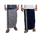 PRAKASAM COTTON Mens Cotton Kerala Thalapathi Border Single (1.28x2.00 mtrs) Dhoti for Mens