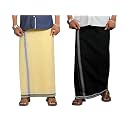 PRAKASAM COTTON Mens Cotton Kerala Thalapathi Border Single (1.28x2.00 mtrs) Dhoti for Mens