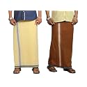 PRAKASAM COTTON Mens Cotton Kerala Thalapathi Border Single (1.28x2.00 mtrs) Dhoti for Mens