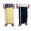 PRAKASAM COTTON Mens Cotton Kerala Thalapathi Border Single (1.28x2.00 mtrs) Dhoti for Mens