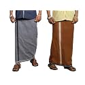 PRAKASAM COTTON Mens Cotton Kerala Thalapathi Border Single (1.28x2.00 mtrs) Dhoti for Mens