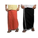 PRAKASAM COTTON Mens Cotton Kerala Thalapathi Border Single (1.28x2.00 mtrs) Dhoti for Mens
