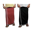 PRAKASAM COTTON Mens Cotton Kerala Thalapathi Border Single (1.28x2.00 mtrs) Dhoti for Mens