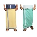 PRAKASAM COTTON Mens Cotton Kerala Thalapathi Border Single (1.28x2.00 mtrs) Dhoti for Mens