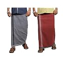 PRAKASAM COTTON Mens Cotton Kerala Thalapathi Border Single (1.28x2.00 mtrs) Dhoti for Mens