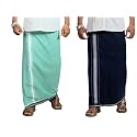 PRAKASAM COTTON Mens Cotton Kerala Thalapathi Border Single (1.28x2.00 mtrs) Dhoti for Mens