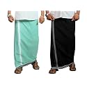 PRAKASAM COTTON Mens Cotton Kerala Thalapathi Border Single (1.28x2.00 mtrs) Dhoti for Mens