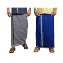 PRAKASAM COTTON Mens Cotton Kerala Thalapathi Border Single (1.28x2.00 mtrs) Dhoti for Mens