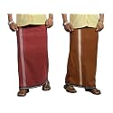 PRAKASAM COTTON Mens Cotton Kerala Thalapathi Border Single (1.28x2.00 mtrs) Dhoti for Mens
