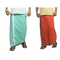 PRAKASAM COTTON Mens Cotton Kerala Thalapathi Border Single (1.28x2.00 mtrs) Dhoti for Mens