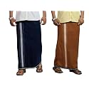 PRAKASAM COTTON Mens Cotton Kerala Thalapathi Border Single (1.28x2.00 mtrs) Dhoti for Mens