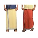 PRAKASAM COTTON Mens Cotton Kerala Thalapathi Border Single (1.28x2.00 mtrs) Dhoti for Mens
