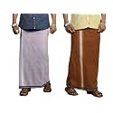 PRAKASAM COTTON Mens Cotton Kerala Thalapathi Border Single (1.28x2.00 mtrs) Dhoti for Mens