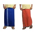 PRAKASAM COTTON Mens Cotton Kerala Thalapathi Border Single (1.28x2.00 mtrs) Dhoti for Mens