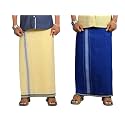 PRAKASAM COTTON Mens Cotton Kerala Thalapathi Border Single (1.28x2.00 mtrs) Dhoti for Mens