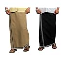 PRAKASAM COTTON Mens Cotton Kerala Thalapathi Border Single (1.28x2.00 mtrs) Dhoti for Mens